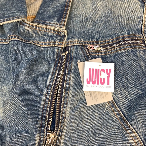Juicy Couture NWT Denim Jean Moto Jacket Patches S - Picture 11 of 13
